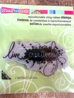 Stampendous Repositionable Cling Rubber Stamp "Live Creatively" CRM309